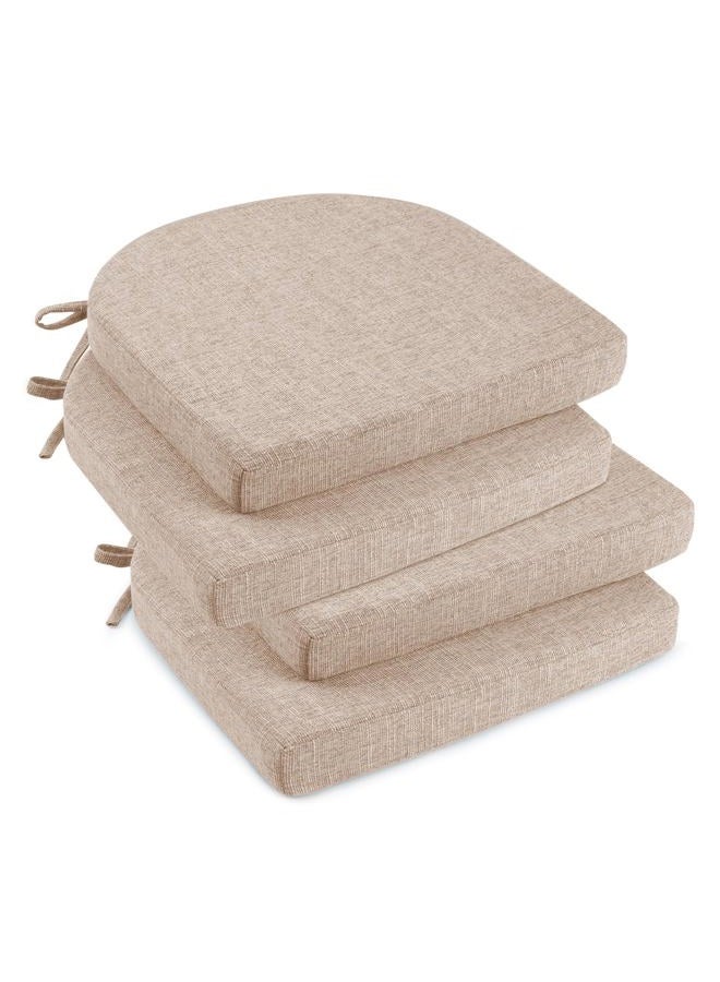 downluxe Indoor Chair Cushions for Dining Chairs, Kitchen Chair Pads with Ties and Non-Slip Backing, 16" x 16" x 2", Oatmeal Beige, 4 Pack - Image 1