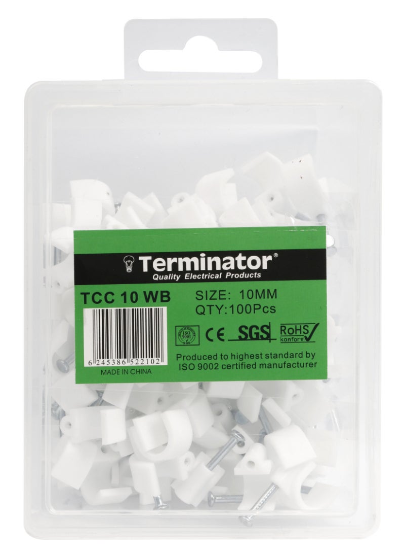 Terminator Elec Cable Clip 10mm 100Pcs/Box TCC 10WB Terminator 