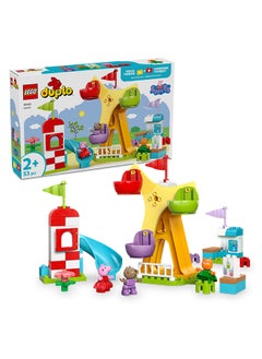 LEGO DUPLO Peppa Pig Funfair - Fine Motor Skills Toys for 2+ Year Old Girls & Boys - Big Fair Wheel, Slide, Juice Bar and 3 Figures incl. Danny Dog & Candy Cat - Early Development Activity - 10453 (53 pieces)  - Image 1