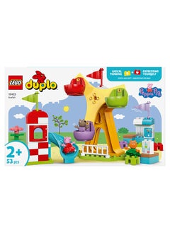 LEGO DUPLO Peppa Pig Funfair - Fine Motor Skills Toys for 2+ Year Old Girls & Boys - Big Fair Wheel, Slide, Juice Bar and 3 Figures incl. Danny Dog & Candy Cat - Early Development Activity - 10453 (53 pieces)  - Image 4