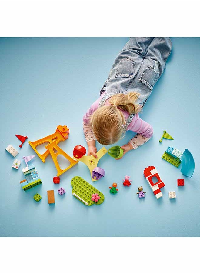 LEGO - DUPLO Peppa Pig Funfair - Fine Motor Skills Toys for 2+ Year Old Girls & Boys - Big Fair Wheel, Slide, Juice Bar and 3 Figures incl. Danny Dog & Candy Cat - Early Development Activity - 10453 (53 pieces) - Image 1