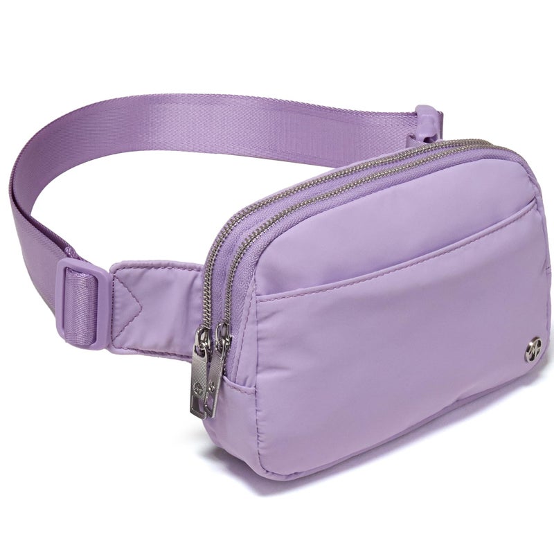 Pander Everywhere Belt Bag for Women, 5 Zipper Pockets Nylon Crossbody Fanny Pack Purse (Lilac Purple). - Image 1