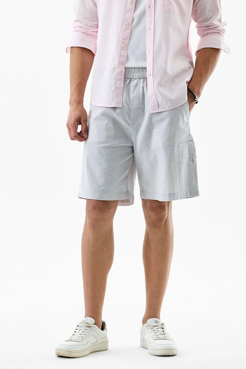 SNITCH Light Grey Solid Regular Fit Shorts