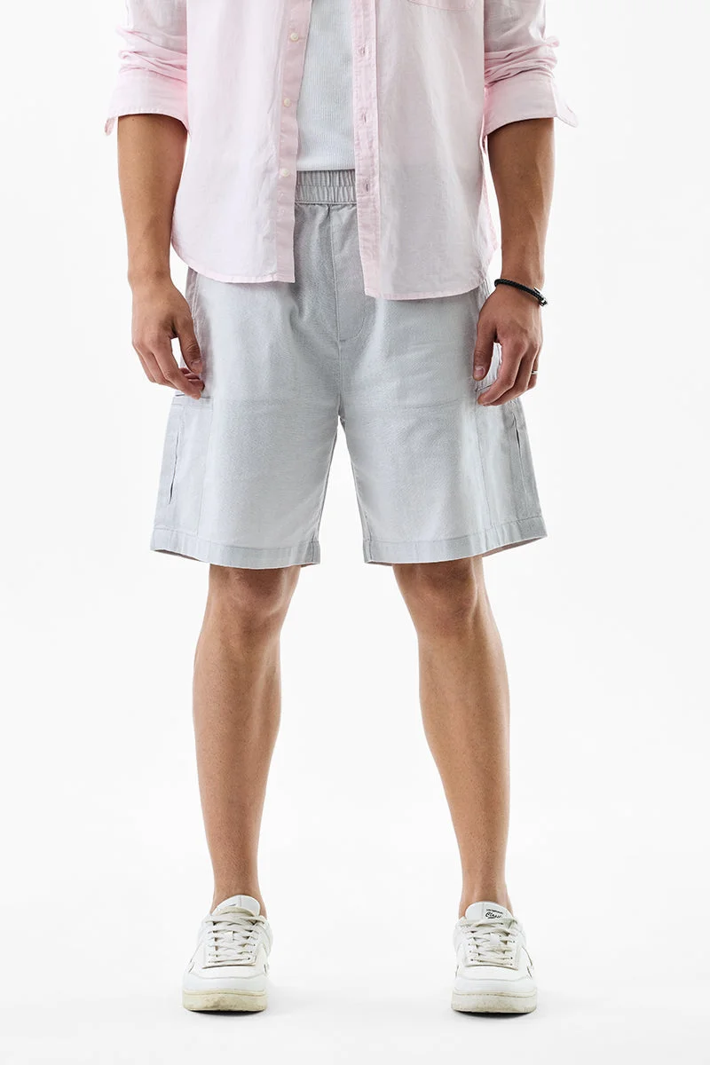 SNITCH Light Grey Solid Regular Fit Shorts