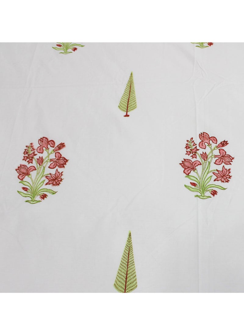 MARHABA CURTAIN 100% Cotton Jaipuri Handblock Print Double Bed Sheet with 2 Pillow Covers Premium Quality, Soft, Breathable (WHITE LILLY 15)  - Image 4
