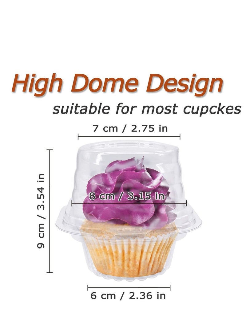 SYOSI Individual Cupcake Container, 50 PCS Disposable Clear Plastic Cupcake Boxes with Deep Dome Lids, Muffin Salad Dessert Hamburgers Fruit Cupcake Carriers - Image 2
