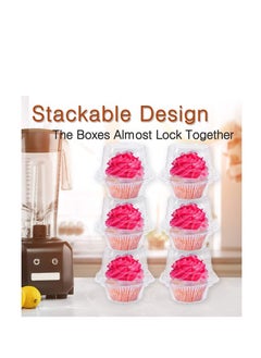 SYOSI Individual Cupcake Container, 50 PCS Disposable Clear Plastic Cupcake Boxes with Deep Dome Lids, Muffin Salad Dessert Hamburgers Fruit Cupcake Carriers  - Image 3
