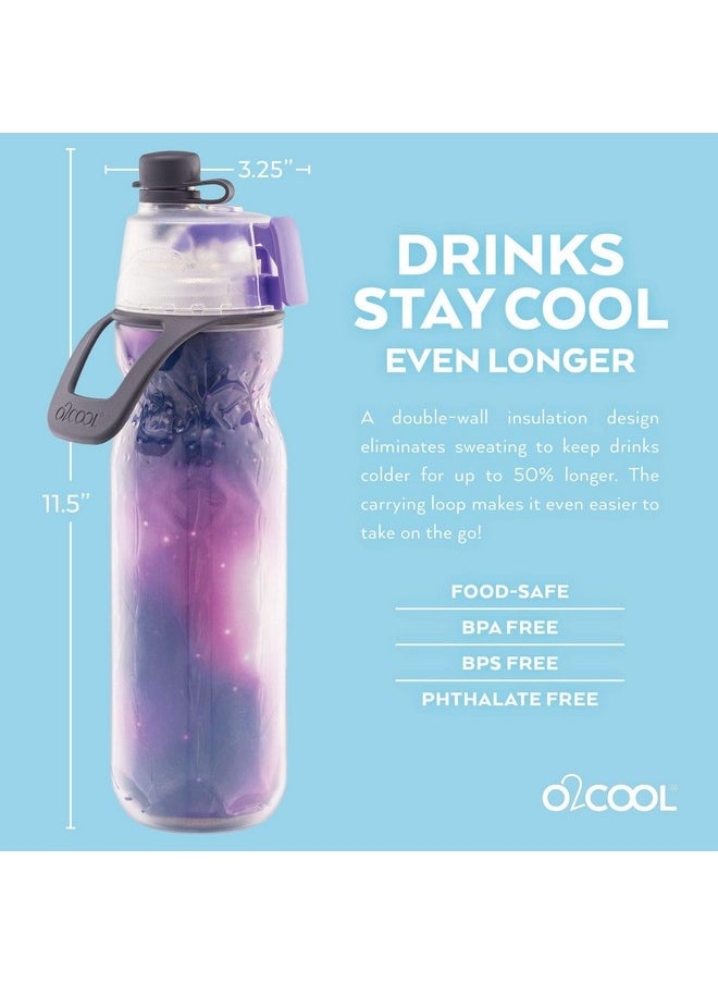O2COOL Mist 'N Sip Misting Water Bottle 2In1 Mist And Sip Function With No Leak Pull Top Spout Sports Water Bottle Reusable Water Bottle 20 Oz (Tie Dye/Celestial Purple)  - Image 5