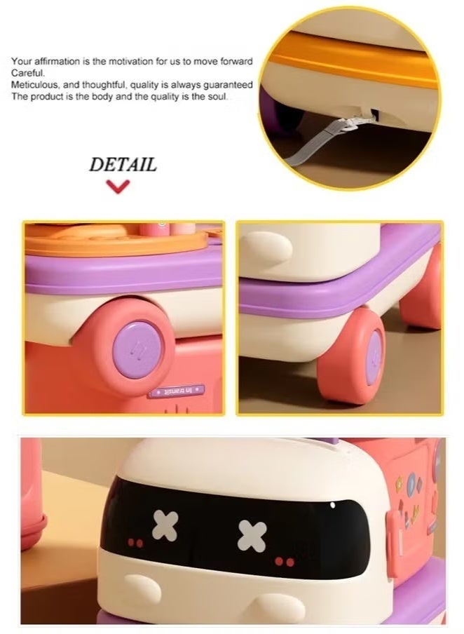 Makeup Pretend Toy Pretend Play Beauty Shop Play Set  Lightweight Compact Pretend Beauty Dresser Vanity Makeup Play Set For Girls Kids Role Play Beauty Play Mobile Makeup Vehicle Toddler Dress-up Table Toy Gift for 3+Years Old Girls - Image 5