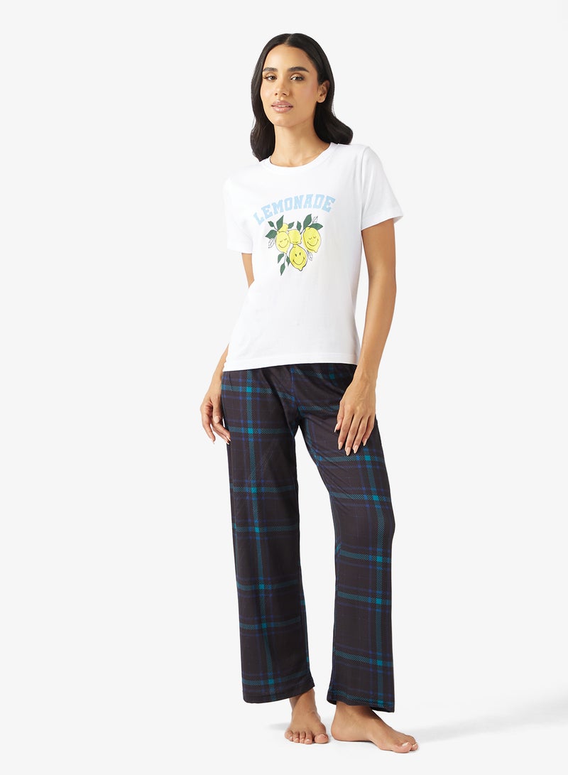 Ginger Cotton Graphic T-shirt & Pyjama Set - Image 1