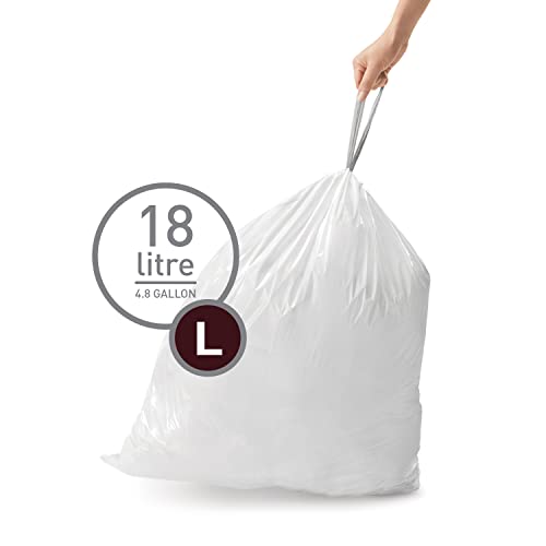 simplehuman Code L Custom Fit Drawstring Trash Bags in Dispenser Packs, 20 Count, 18 Liter / 4.7 Gallon, White - Image 2