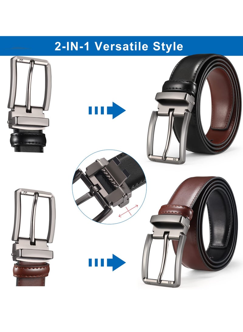 Barakah Men's Belt, Reversible Leather Belt, Mens Belt Full Grain Genuine Leather Belts, 1 3/8" For Mens Dress Casual Golf Pants Shirts - Image 4