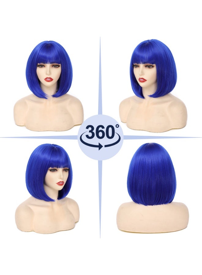 ShineDown 12 inch Bob Wig with Bangs, Heat-Resistant Synthetic Fiber Headband Hairpiece, Lightweight and Straight for Daily Wear and Occasions - Image 4