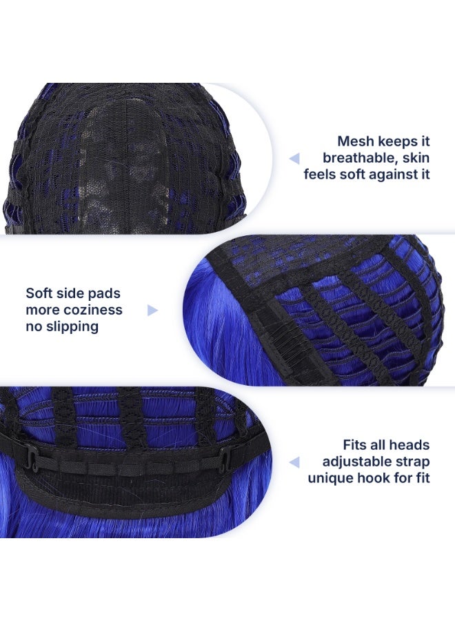 ShineDown 12 inch Bob Wig with Bangs, Heat-Resistant Synthetic Fiber Headband Hairpiece, Lightweight and Straight for Daily Wear and Occasions - Image 5