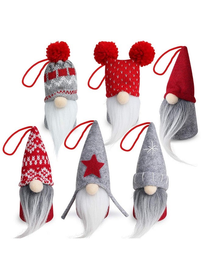 دي- فانتيكس مجموعة من 6 زينة عيد الميلاد من D-FantiX Gnome، مصنوعة يدويًا من تماثيل Tomte السويدية المزخرفة، زينة عيد الميلاد المحشوة، شجرة معلقة على شكل سانتا كلوز إسكندنافي، ديكور طاولة المنزل 2024 - Image 1
