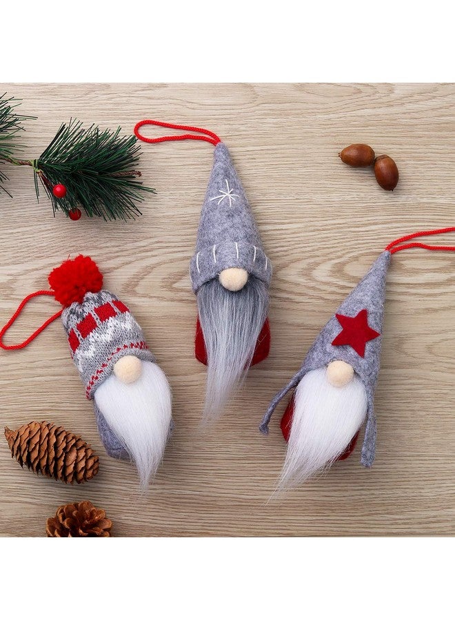 دي- فانتيكس مجموعة من 6 زينة عيد الميلاد من D-FantiX Gnome، مصنوعة يدويًا من تماثيل Tomte السويدية المزخرفة، زينة عيد الميلاد المحشوة، شجرة معلقة على شكل سانتا كلوز إسكندنافي، ديكور طاولة المنزل 2024 - Image 3