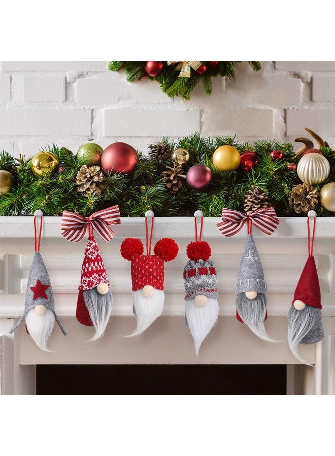 دي- فانتيكس مجموعة من 6 زينة عيد الميلاد من D-FantiX Gnome، مصنوعة يدويًا من تماثيل Tomte السويدية المزخرفة، زينة عيد الميلاد المحشوة، شجرة معلقة على شكل سانتا كلوز إسكندنافي، ديكور طاولة المنزل 2024 - Image 5