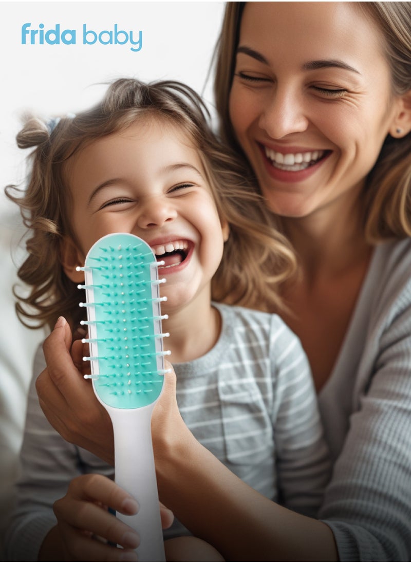 fridababy - Thick & Curly Hair Detangler Brush | Gentle Wide-Tooth Comb & Bristle Combo | No Pulling or Breakage | Wet & Dry Use | Ergonomic Handle with Protective Case - Image 1