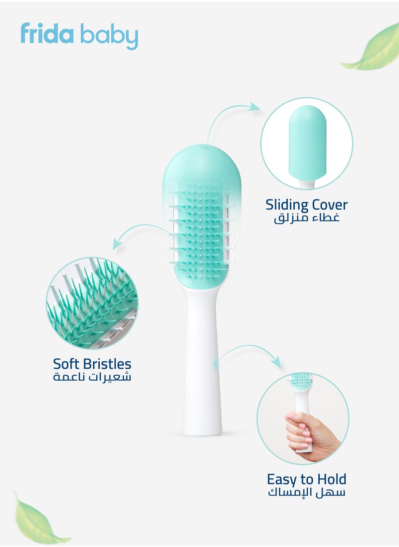 fridababy - Thick & Curly Hair Detangler Brush | Gentle Wide-Tooth Comb & Bristle Combo | No Pulling or Breakage | Wet & Dry Use | Ergonomic Handle with Protective Case - Image 1