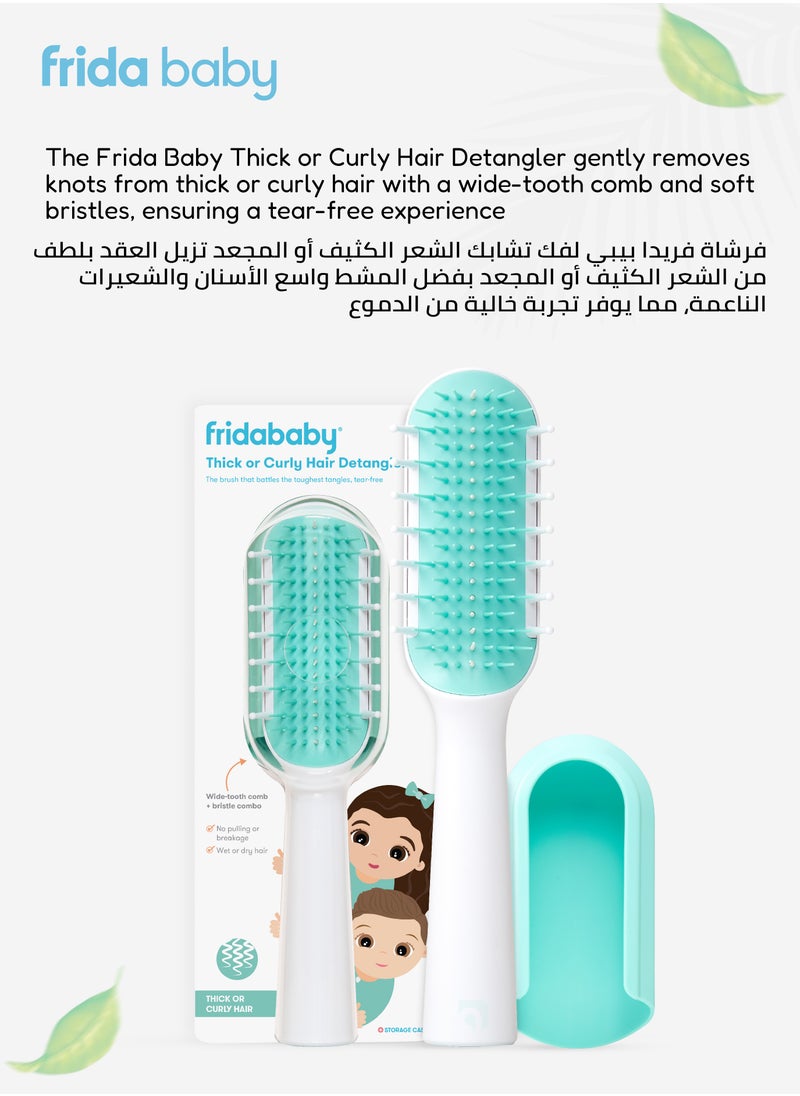 fridababy - Thick & Curly Hair Detangler Brush | Gentle Wide-Tooth Comb & Bristle Combo | No Pulling or Breakage | Wet & Dry Use | Ergonomic Handle with Protective Case - Image 1