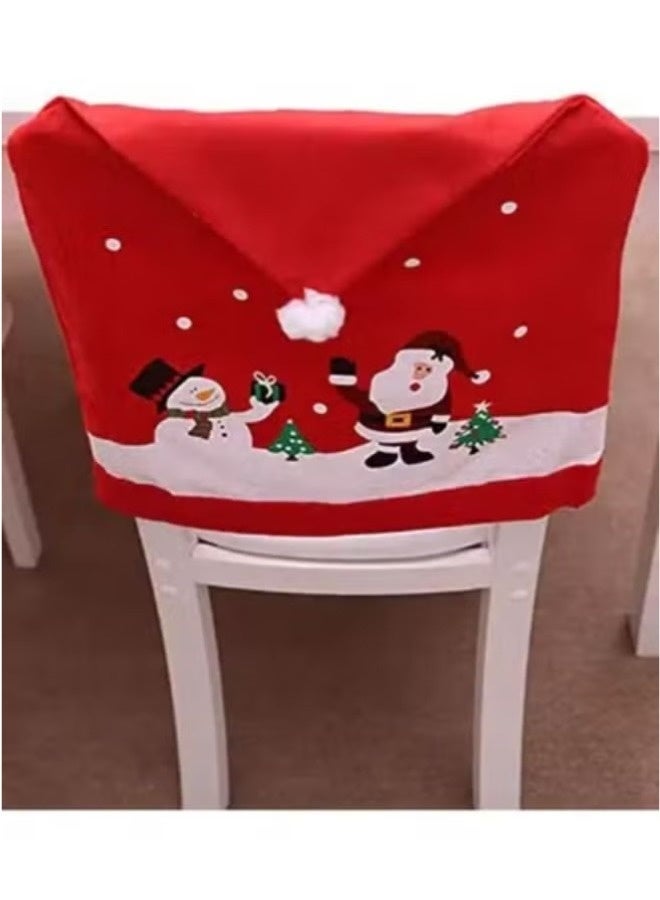 Santa Claus Cap Chair Cover, 4 PCS Christmas Chair Covers De