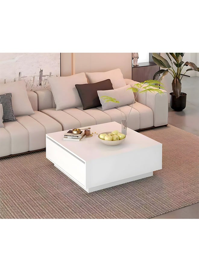 Modern Minimalist Coffee Table with 2 Drawers, Sofa Side Table with Storage Function, Solid Wood Large-Capacity End Table, Home Living Room Tea Table Sofa Table, Suitable for Living Rooms and Office Receptions - Image 2