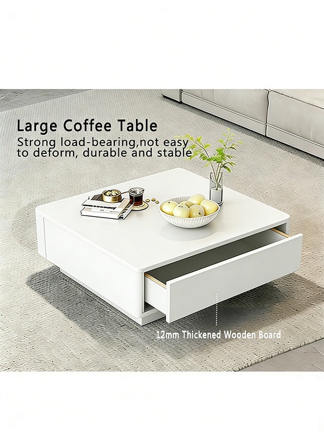 Modern Minimalist Coffee Table with 2 Drawers, Sofa Side Table with Storage Function, Solid Wood Large-Capacity End Table, Home Living Room Tea Table Sofa Table, Suitable for Living Rooms and Office Receptions - Image 5