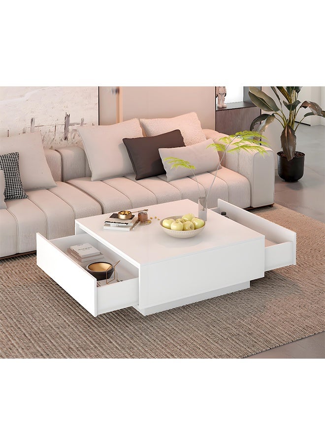 Modern Minimalist Coffee Table with 2 Drawers, Sofa Side Table with Storage Function, Solid Wood Large-Capacity End Table, Home Living Room Tea Table Sofa Table, Suitable for Living Rooms and Office Receptions - Image 1