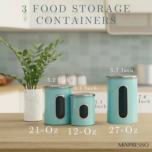 Mixpresso 3-Piece Black Canisters Sets For The Kitchen, Airtight Canister Set With See Through Window, Storage Jars for Coffee Container, Tea Organizer & Sugar Canister, Black Kitchen Canisters - Image 2