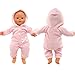 Miunana Baby Doll Clothes 14 to 16 Inch Doll Pink Jumpsuit Hooded Outfits with Cap Handmade Rompers Clothing Set - Image 4