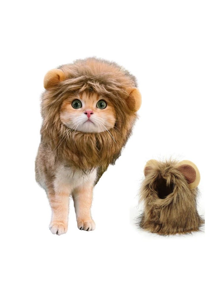 A.M Cat Lion Mane, Cat Lion Hair Costume, Cat Lion Wig Costume, Comfortable and Adjustable Fancy Dress, Premium Lion Hair Kitty Clothes, Soft and Washable, Lion Hair Hat - Image 1