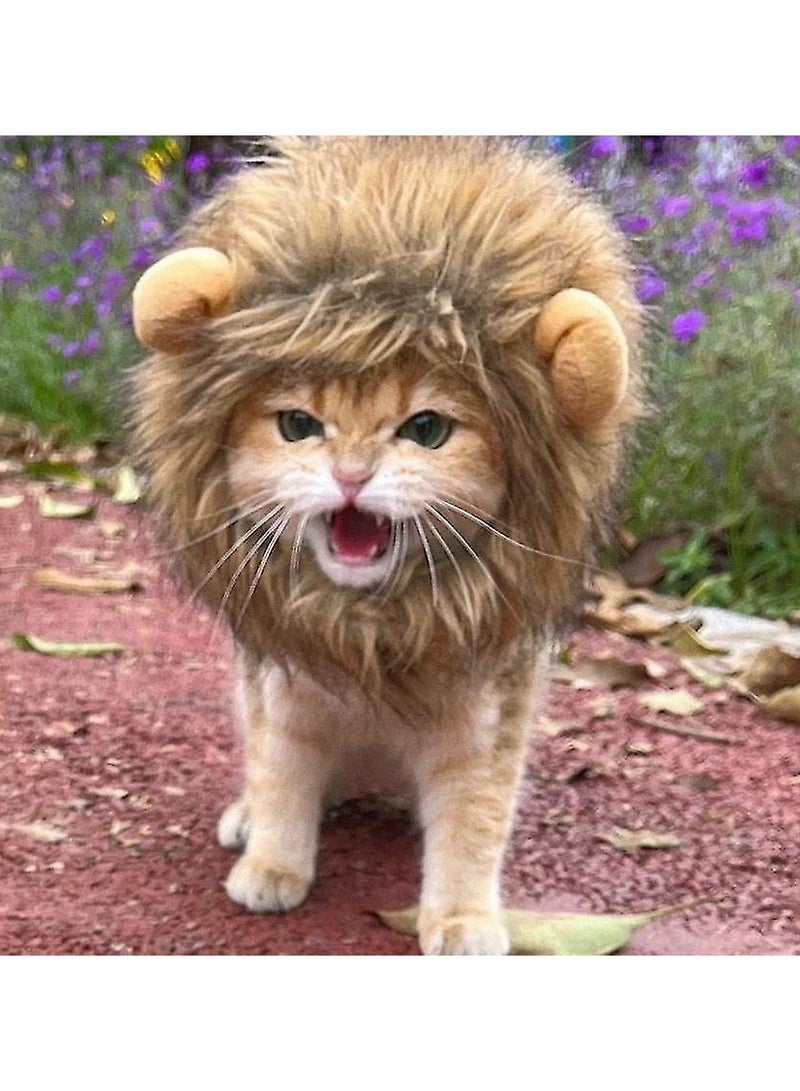 A.M Cat Lion Mane, Cat Lion Hair Costume, Cat Lion Wig Costume, Comfortable and Adjustable Fancy Dress, Premium Lion Hair Kitty Clothes, Soft and Washable, Lion Hair Hat - Image 3
