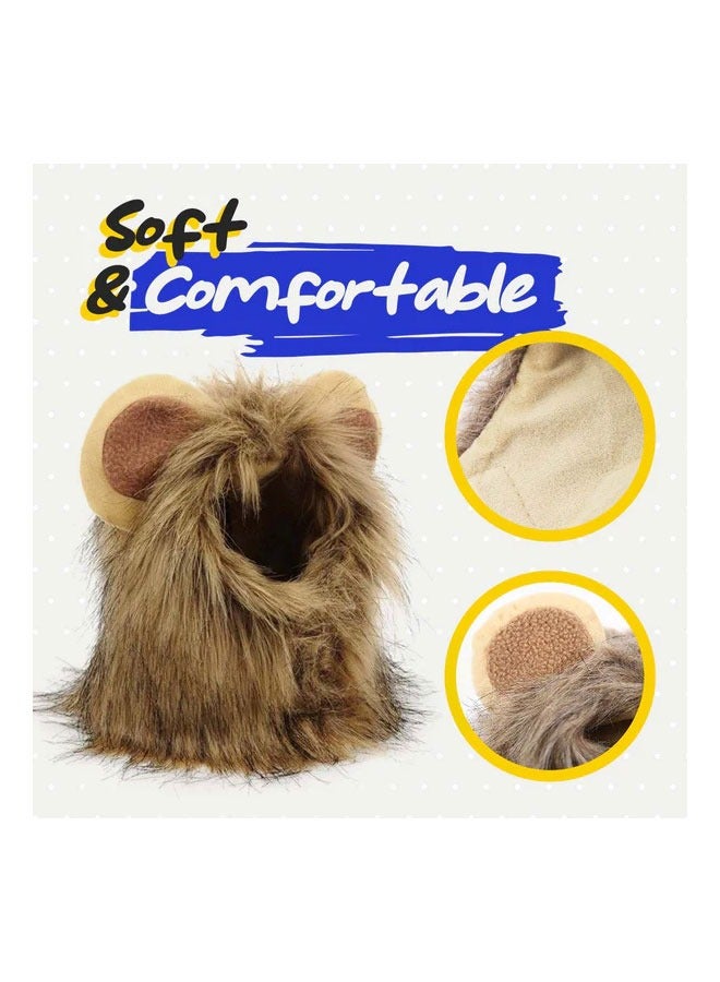 A.M Cat Lion Mane, Cat Lion Hair Costume, Cat Lion Wig Costume, Comfortable and Adjustable Fancy Dress, Premium Lion Hair Kitty Clothes, Soft and Washable, Lion Hair Hat - Image 4