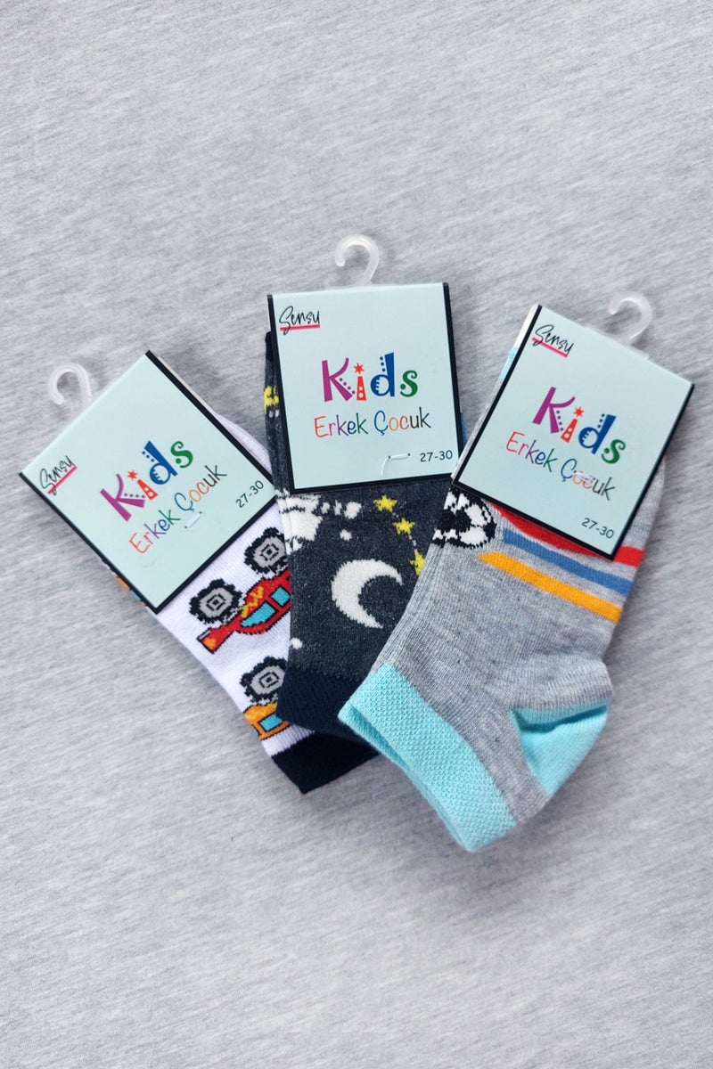 Sensu Boy's Booties Cotton Socks 6 Pack Mixed Colors - CRP2171  - Image 2