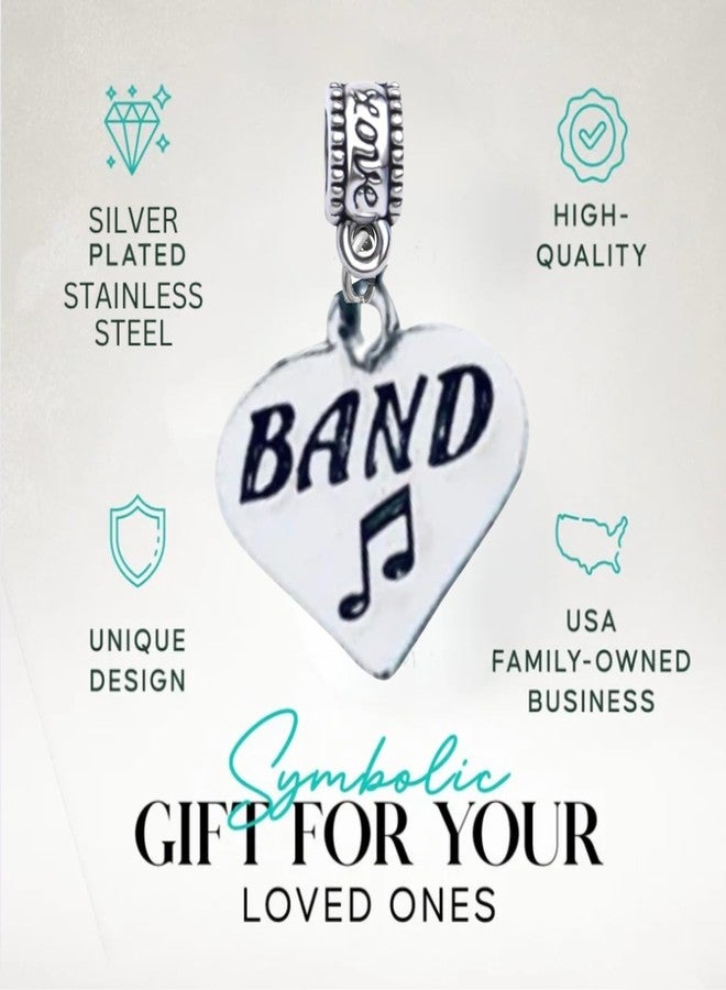 Infinity Collection Band Charm Bead - Heart Pendant with Music Note - Compatible with Pandora, Chamilia, Troll & European Bracelets - Music Lover & Marching Band Jewelry Gift for Women & Men - Image 2
