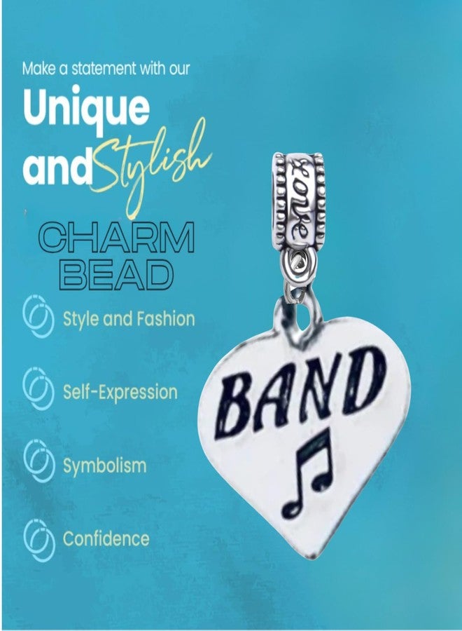 Infinity Collection Band Charm Bead - Heart Pendant with Music Note - Compatible with Pandora, Chamilia, Troll & European Bracelets - Music Lover & Marching Band Jewelry Gift for Women & Men - Image 4