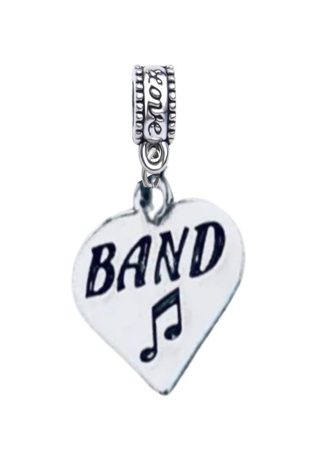 Infinity Collection Band Charm Bead - Heart Pendant with Music Note - Compatible with Pandora, Chamilia, Troll & European Bracelets - Music Lover & Marching Band Jewelry Gift for Women & Men - Image 1