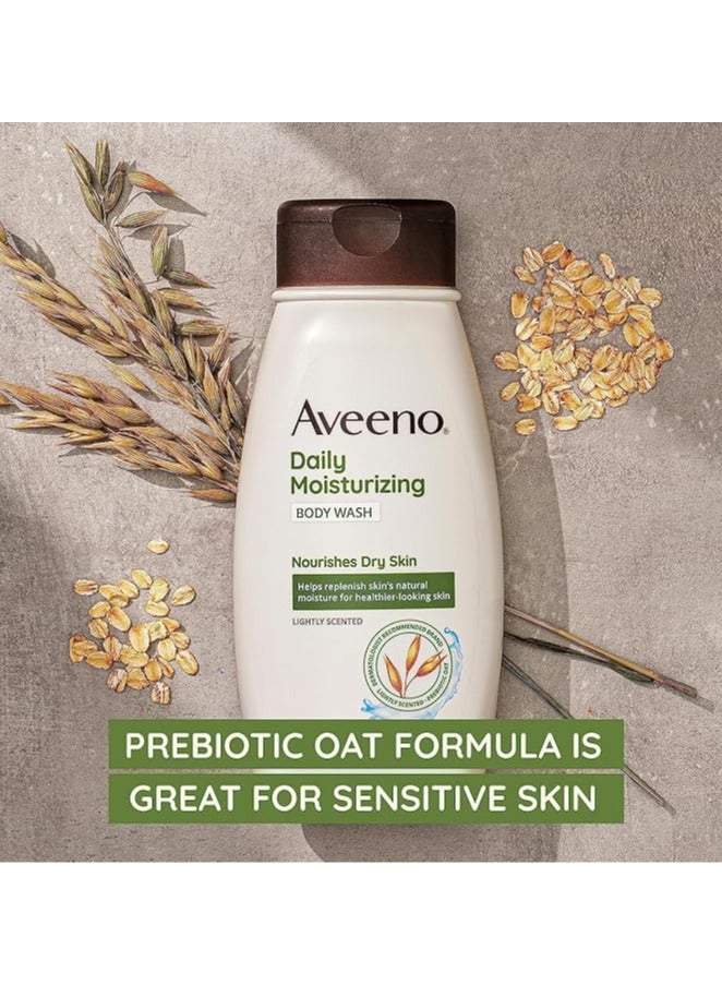 Aveeno Daily Moisturizing Body Wash for Dry & Sensitive Skin with Prebiotic Oat, Light Fragrance, Sulfate-Free, 18 fl. oz, Pack of 2 - Image 3