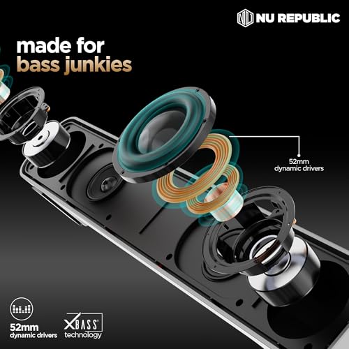 Nu Republic Soundbar 20 Bluetooth Soundbar with X-Bass Technology, 52mm Dynamic Drivers, Upto 12 Hrs Playtime, 20 W Output, Aux/USB Port (5.0 Channel) (Black) - Image 4