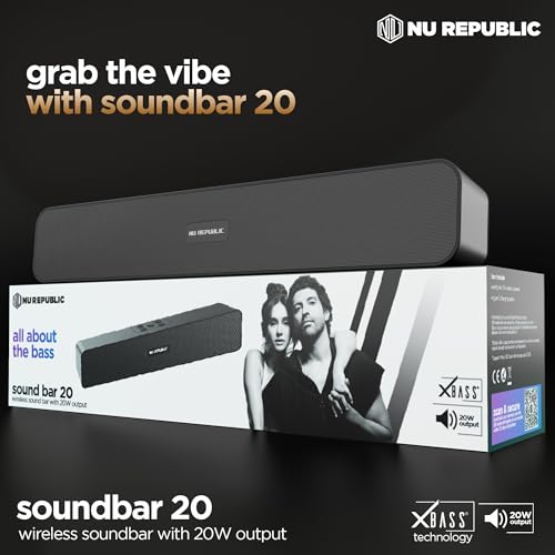 Nu Republic Soundbar 20 Bluetooth Soundbar with X-Bass Technology, 52mm Dynamic Drivers, Upto 12 Hrs Playtime, 20 W Output, Aux/USB Port (5.0 Channel) (Black) - Image 5