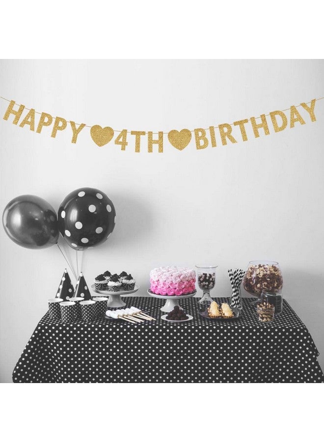 MAGJUCHE Gold Happy 4th Birthday Banner, Glitter 4 Years Old Boy or Girl Party Decorations, Supplies - Image 3