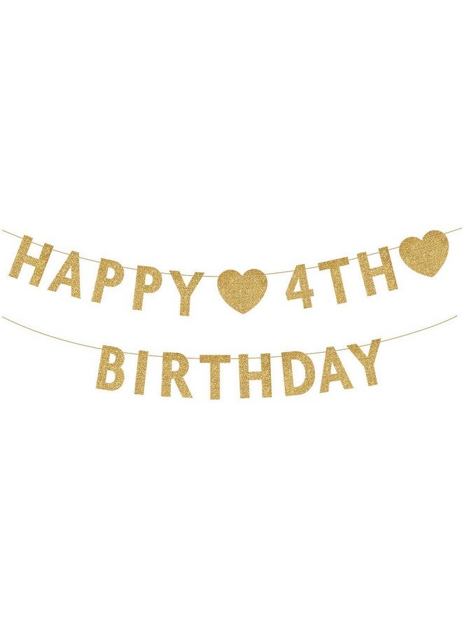 MAGJUCHE Gold Happy 4th Birthday Banner, Glitter 4 Years Old Boy or Girl Party Decorations, Supplies - Image 1