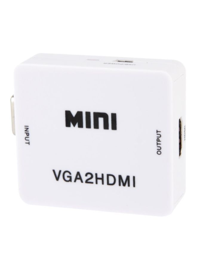 NIBEMINENT Mini VGA To HDMI Audio Video Converter Adapter White  - Image 3