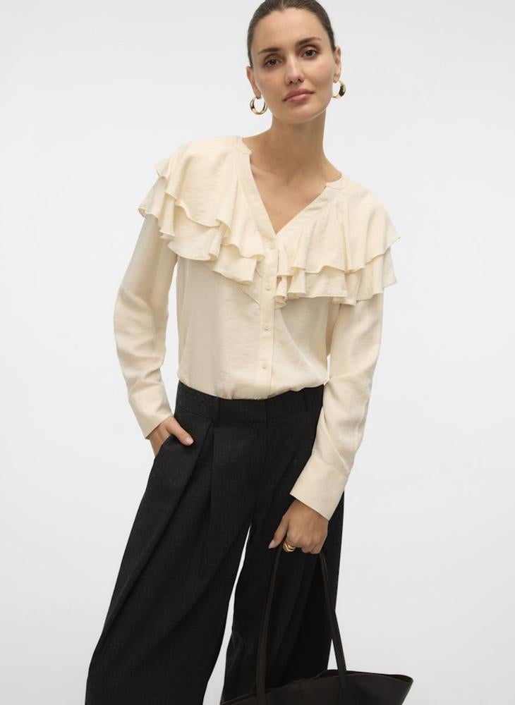 فيرو مودا توب بأكمام طويلة وتفاصيل مكشكشة - Image 3