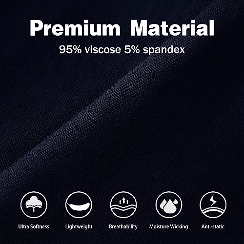 POUDEW Men's Breathable Viscose Moisture Wicking No Roll Waistband Tagless Underwear Boxer Briefs, Pack of 5 (Medium, Black/Grey/Navy/Blue/Red) - Image 3