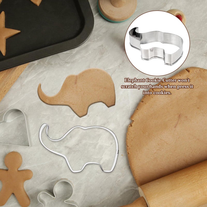 Stainless Steel Elephant Cookie Cutters 8pcs Set DIY Baking Tools for Homemade Cookies - Image 5