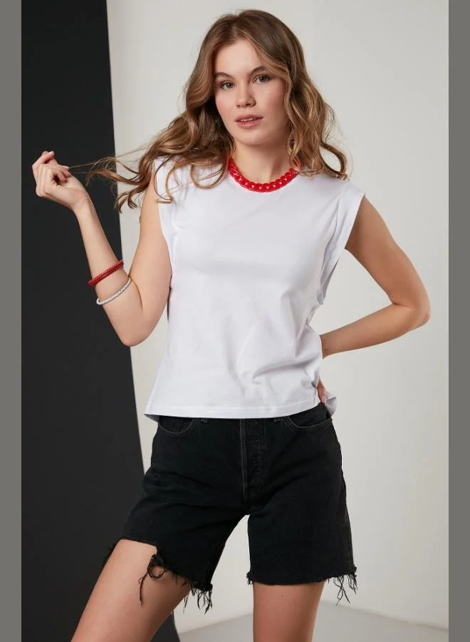 Lela Lela Cotton Crew Neck Sleeveless Basic T-Shirt Women's T-SHIRT 5864201