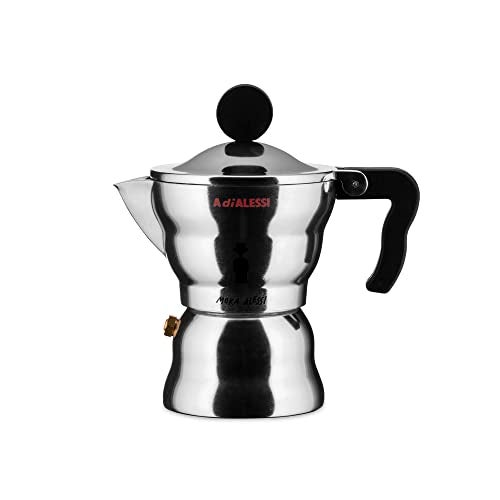 Alessi AAM33/1 - Design Espresso Coffee Maker, Aluminum and Thermoplastic Resin, 1 Cup, Black Handle - Image 1