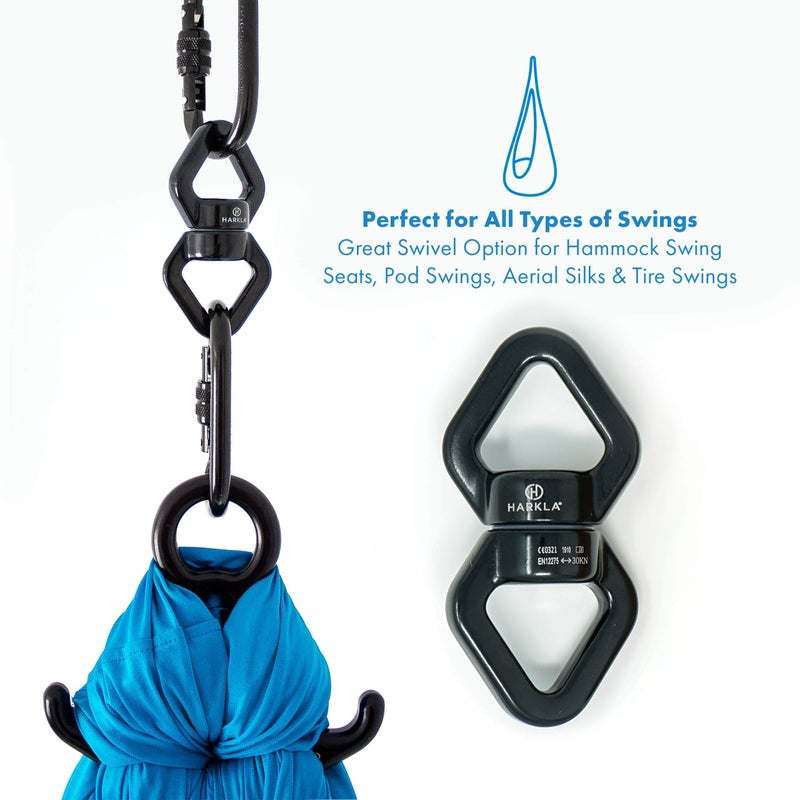 Harkla Swing Swivel (30 kN, 6,744 lbs Rated Breaking Point) - Rotational Device for Swing or Aerial Rig - Frictionless 360 Degree Eye to Eye Swivel - Image 4