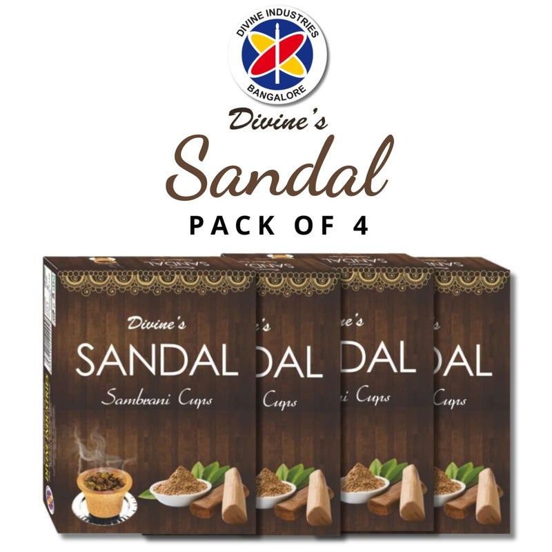 Divines Divines Sandal Premium Sambrani Dhoop Cups Pack of 4 12 Cups in Each Box Ascension Sambrani Dhoop Cups Elevating Your Spirit with Sacred Fragrance Sandal  - Image 2